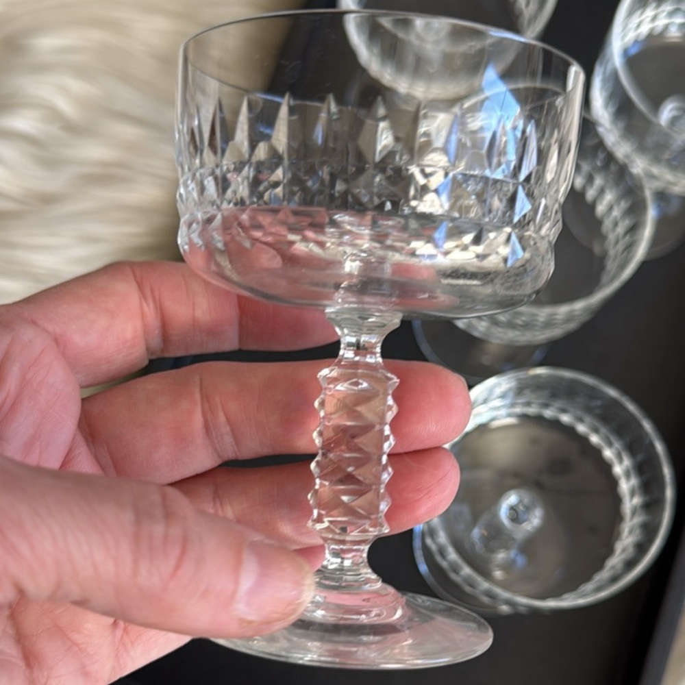 Crystal Cut Glass Champagne Coupes Mid Century Vintage EUC - Picture 3 of 4